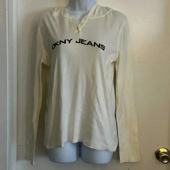 DKNY Tops - DKNY Jeans white hoodie women's size medium long sleeve